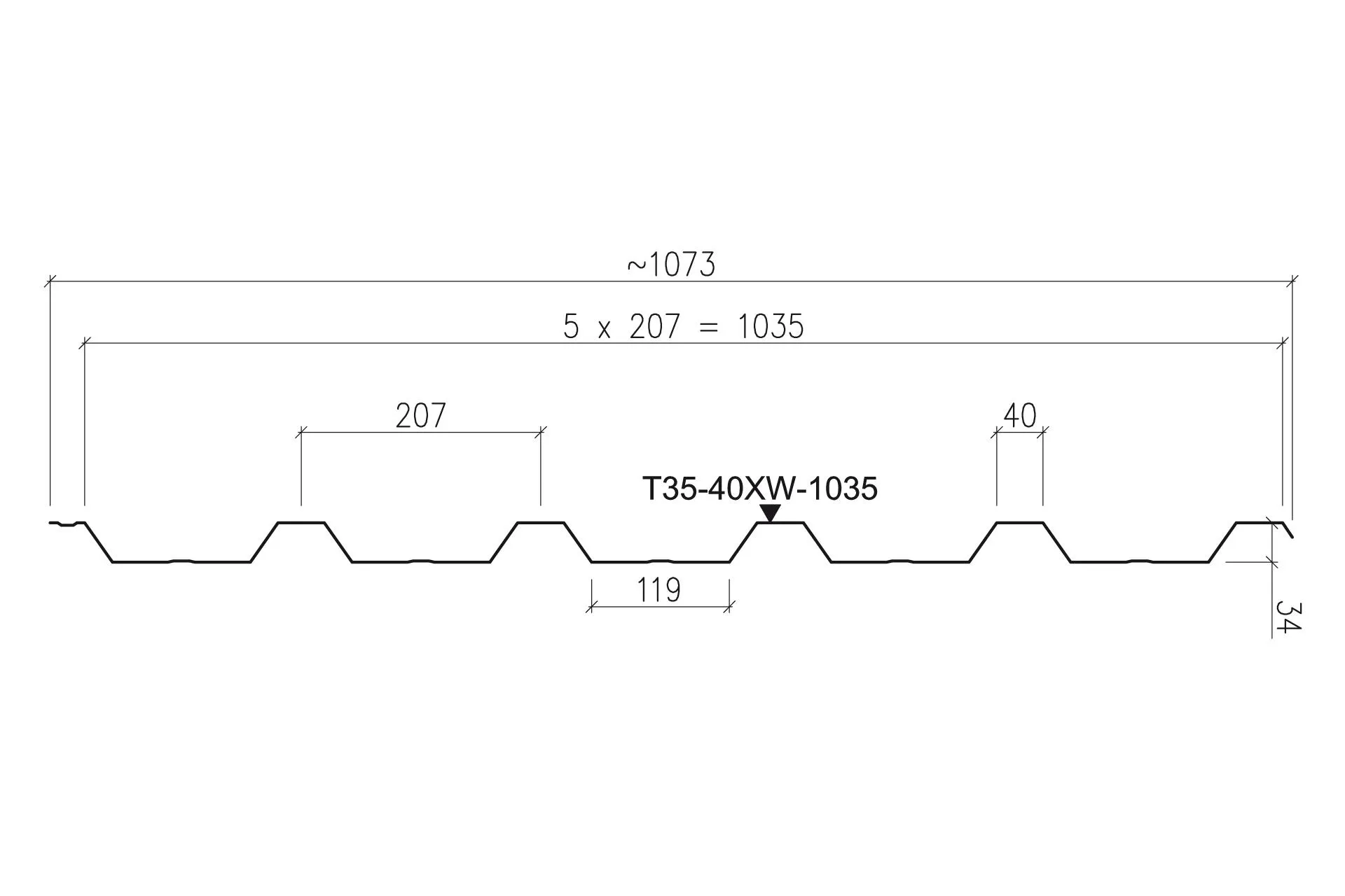 Ruukki Profil T35 rysunek techniczny